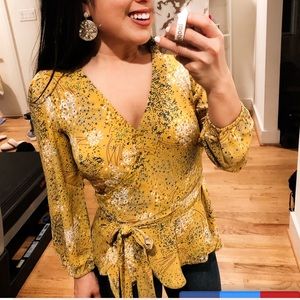 Ann Taylor Loft Petite floral wrap blouse